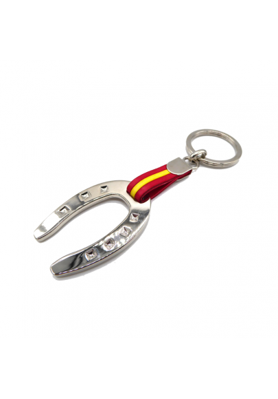Steel horseshoe keychain with flag