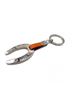 Leather key ring with steel...