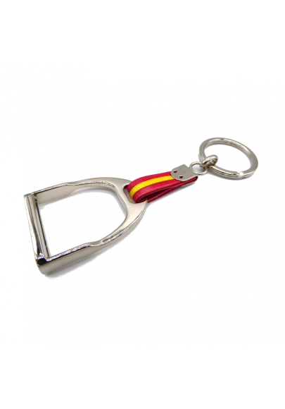 Steel stapes keychain with Spanish flag