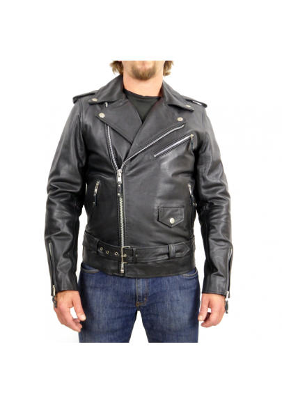 Cow leather biker jacket for men