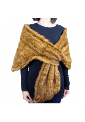 Knitted mink cross shawl