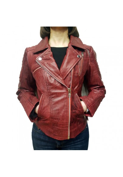 Biker leather jacket for woman