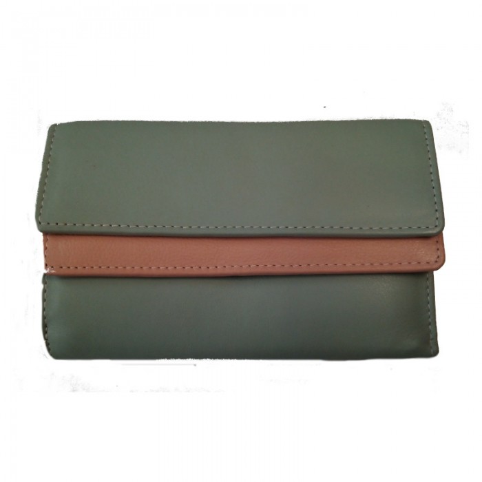 Two-colour Leather Wallet With Double Mat